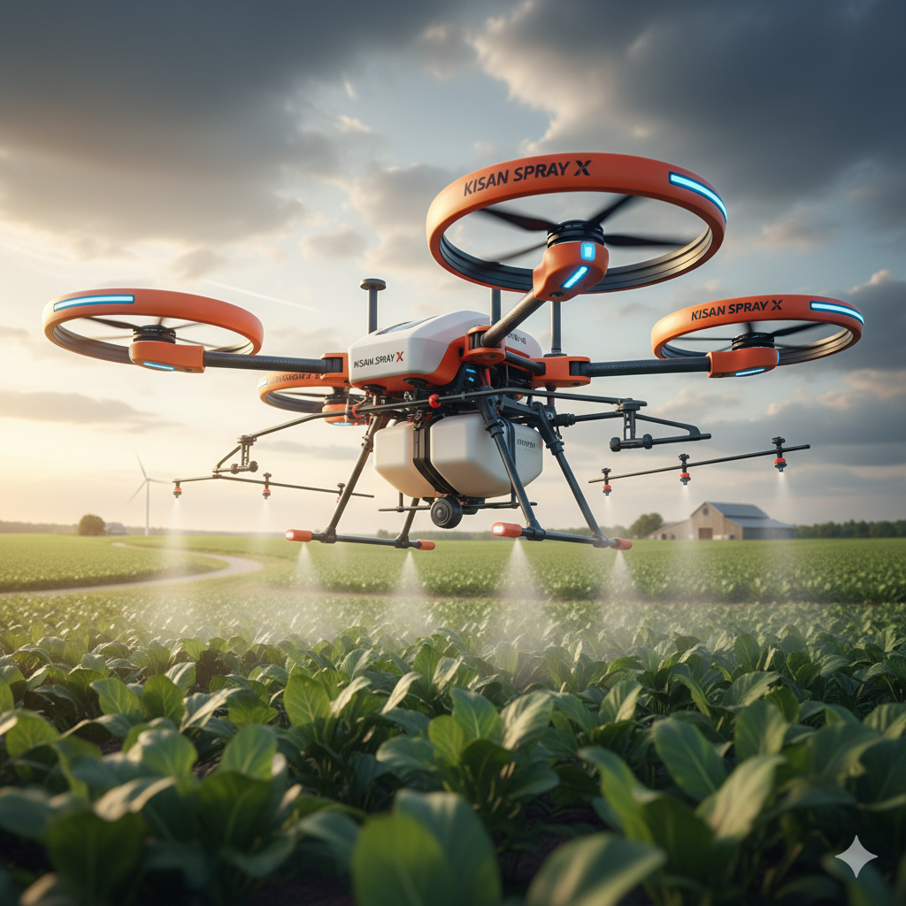 Kisan Spray X UAV — scouting + mapped spray